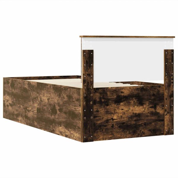 Легло-диван Димящ дъб и черно 100 x 200 cm Инженерно дърво