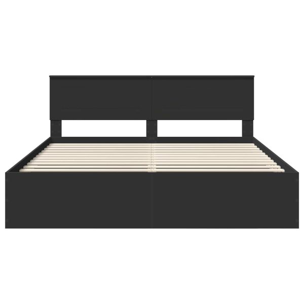 Рамка за легло с таблото Черно 200 x 200 cm Инженерно дърво