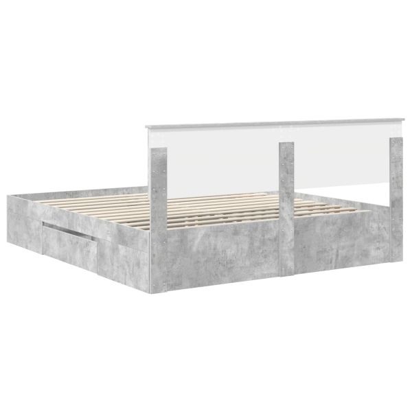 Рамка за легло Циментено сиво 200 x 200 cm Инженерно дърво