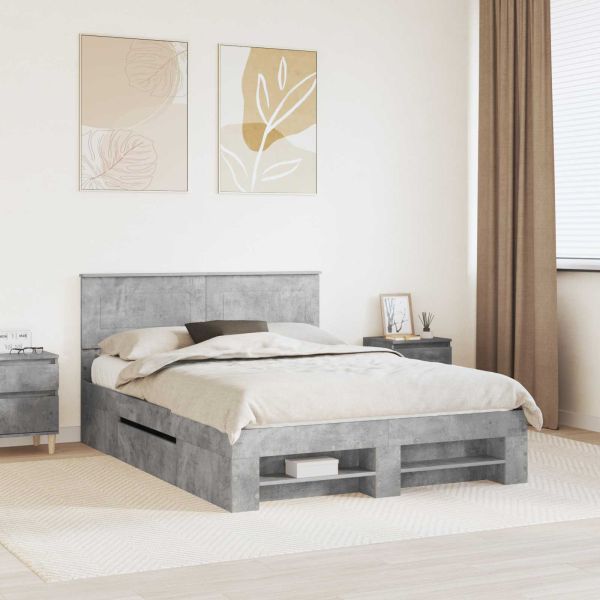 Рамка за легло Циментено сиво 160 x 200 cm Инженерно дърво