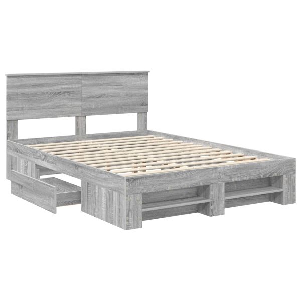 Рамка за легло Сив Сонома 140 x 200 cm Инженерно дърво