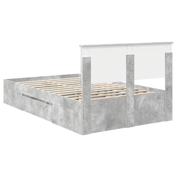 Рамка за легло Циментено сиво 137 x 203 см Инженерно дърво