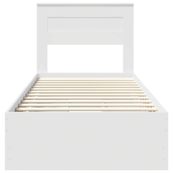 Рамка за легло с чекмедже Бяло 75 x 190 cm Инженерна дървесина