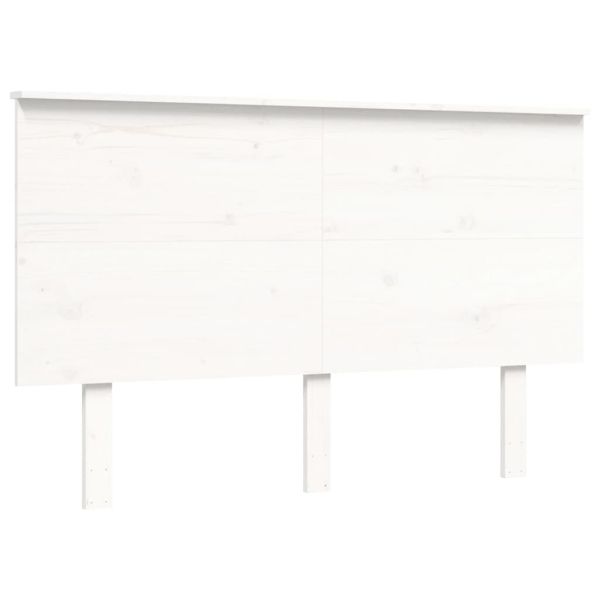 Легло за възрастни с табла, бяло, 140x200 см, масивно дърво