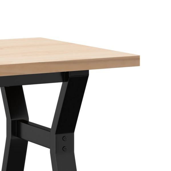 Кафе маса Y-образна рамка 100x50x45,5 см бор масив и стомана