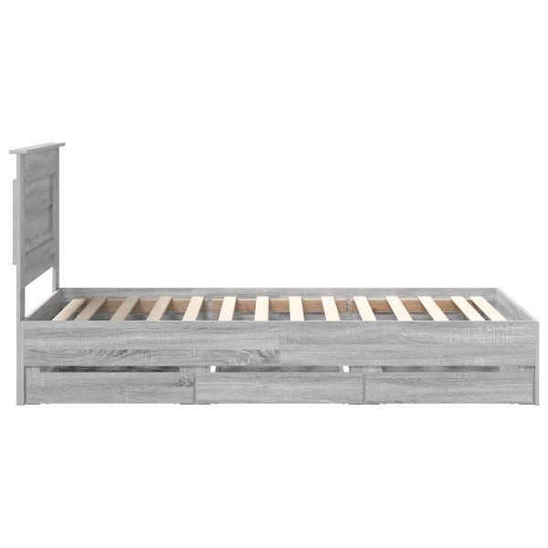 Рамка за легло Сив Сонома 100 x 200 cm Инженерна дървесина