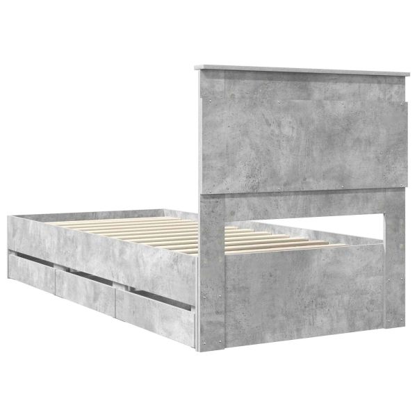 Рамка за легло Циментено сиво 75 x 190 cm Инженерна дървесина