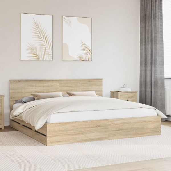 Рамка за легло Сонома дъб 200 x 200 cm Инженерна дървесина