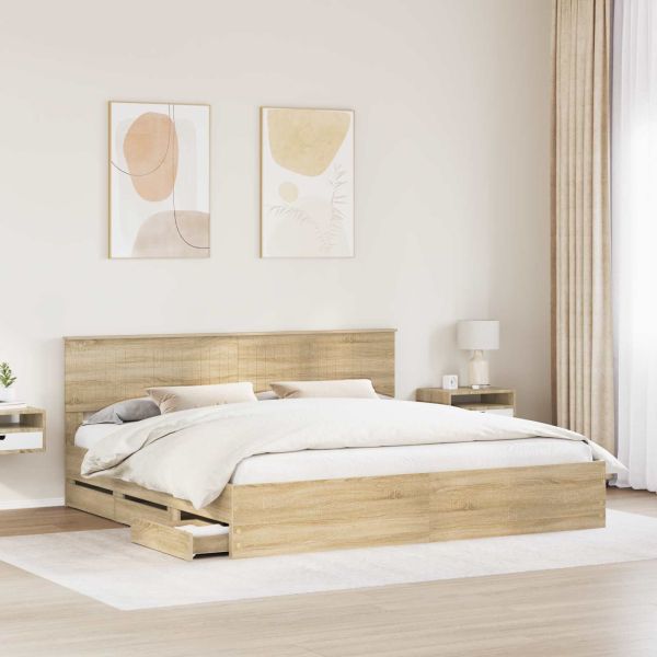 Рамка за легло Сонома дъб 200 x 200 cm Инженерна дървесина