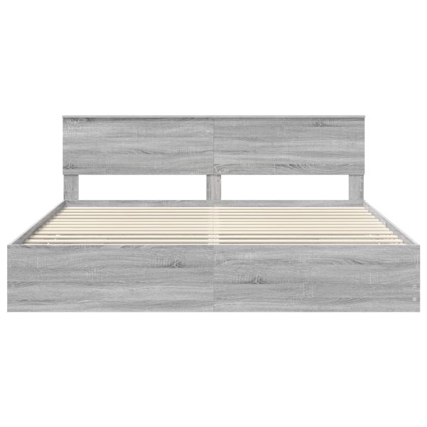 Рамка за легло Сив Сонома 200 x 200 cm Инженерна дървесина