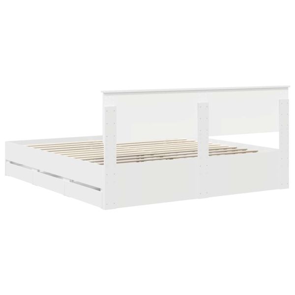 Рамка за легло с чекмедже Бяло 180 x 200 cm Инженерна дървесина