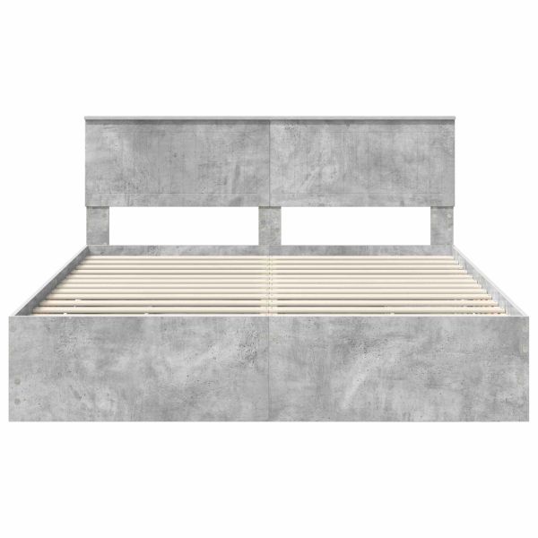 Рамка за легло Циментено сиво 160 x 200 cm Инженерна дървесина