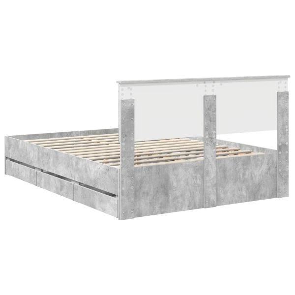 Рамка за легло Циментено сиво 140 x 190 cm Инженерна дървесина