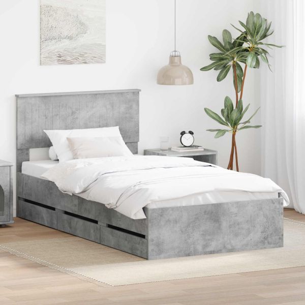 Рамка за легло Циментено сиво 100 x 200 cm Инженерна дървесина