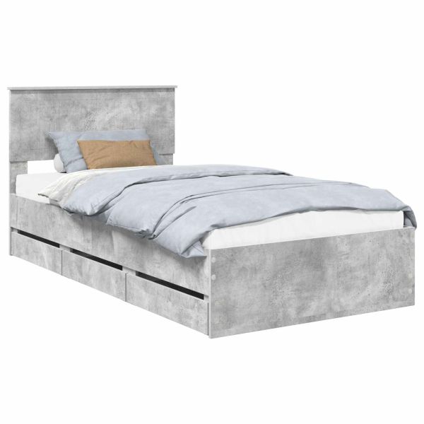 Рамка за легло Циментено сиво 100 x 200 cm Инженерна дървесина