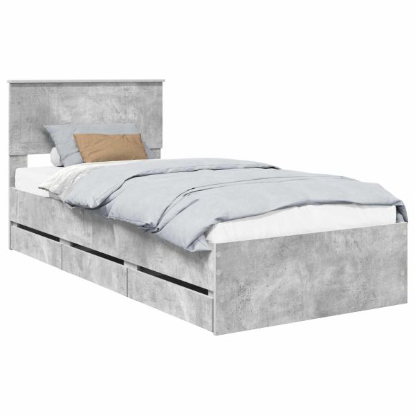 Рамка за легло Циментено сиво 90 x 190 cm Инженерна дървесина