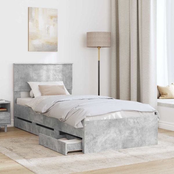 Рамка за легло Циментено сиво 90 x 190 cm Инженерна дървесина