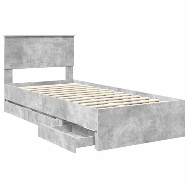 Рамка за легло Циментено сиво 90 x 190 cm Инженерна дървесина