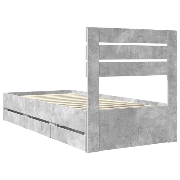 Рамка за легло Циментено сиво 90 x 200 cm Инженерна дървесина
