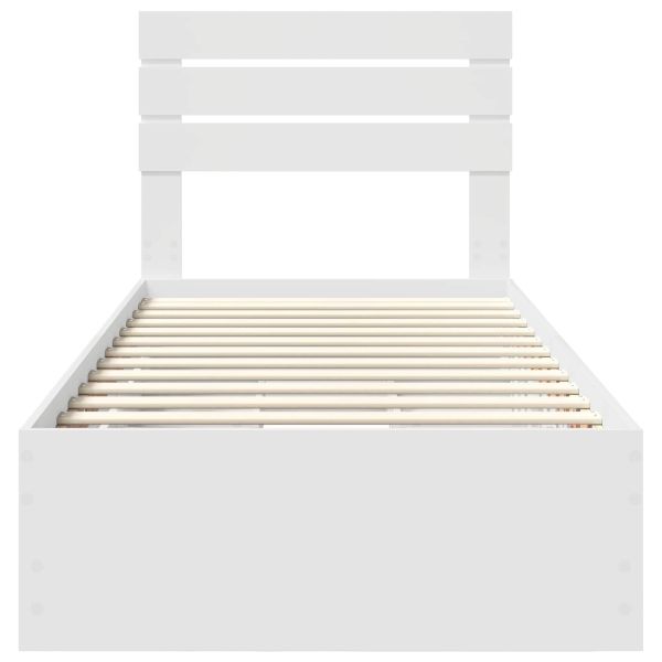 Рамка за легло с чекмедже Бяло 75 x 190 cm Инженерна дървесина