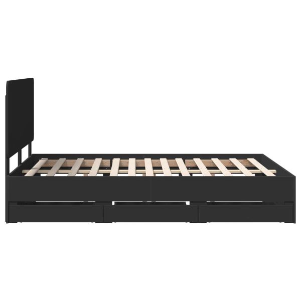 Рамка за легло с таблото Черно 150 x 200 cm Инженерна дървесина