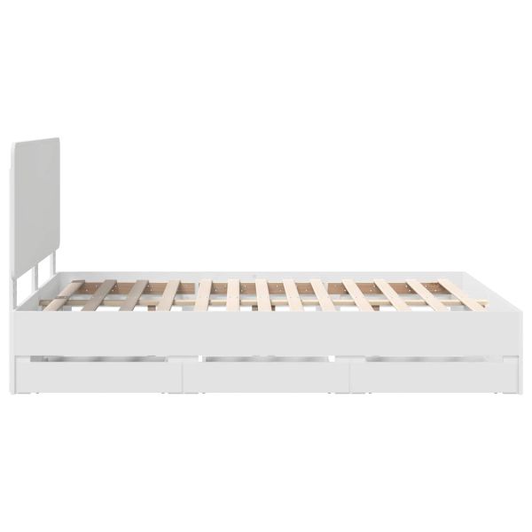 Рамка за легло с чекмедже Бяло 140 x 190 cm Инженерна дървесина