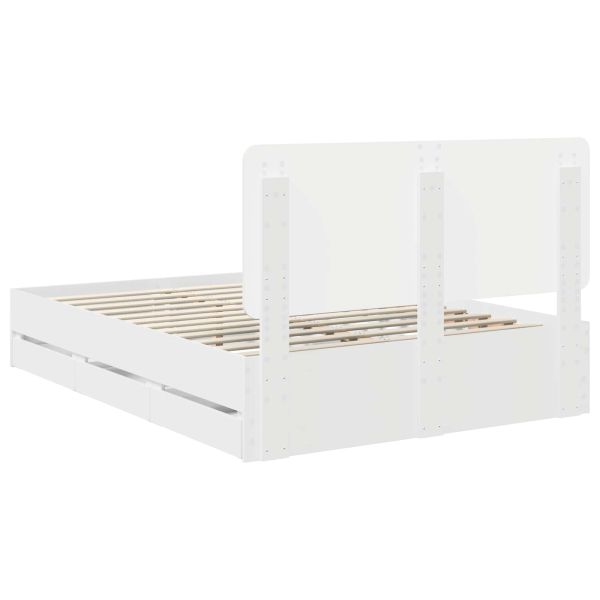 Рамка за легло с чекмедже Бяло 140 x 190 cm Инженерна дървесина