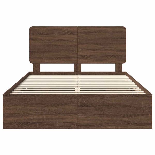 Рамка за легло Кафяв дъб 140 x 200 cm Инженерна дървесина