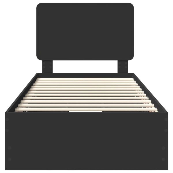 Рамка за легло с чекмедже Черно 90 x 190 cm Инженерна дървесина