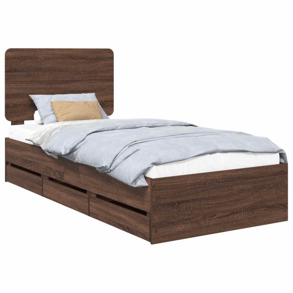 Рамка за легло Кафяв дъб 90 x 200 cm Инженерна дървесина