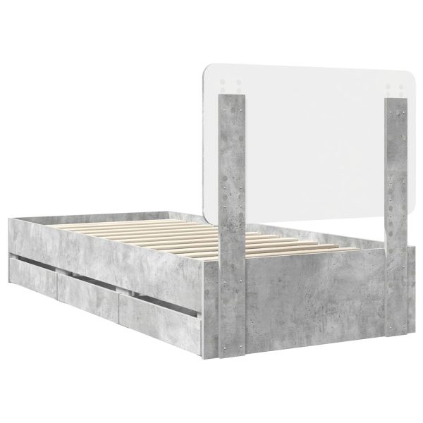 Рамка за легло Циментено сиво 75 x 190 cm Инженерна дървесина