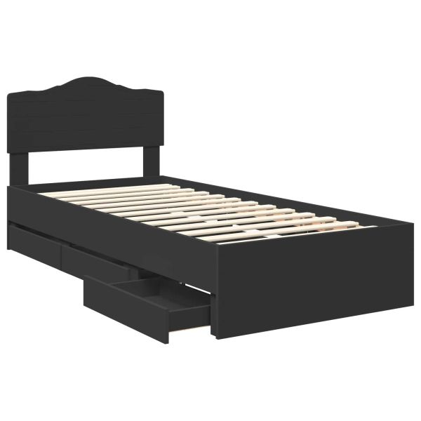 Рамка за легло с таблото Черно 100 x 200 cm Инженерна дървесина