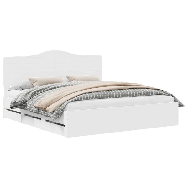 Рамка за легло с чекмедже Бял 180 x 200 cm Инженерна дървесина