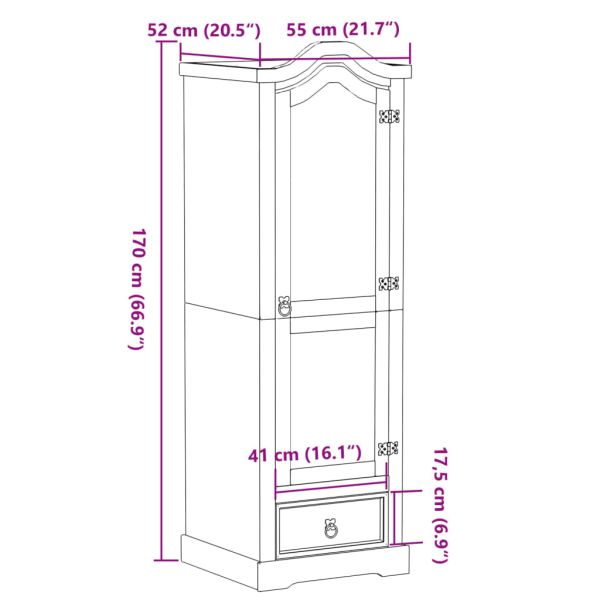 Гардероб "Corona" 55x52x170 см бор масив