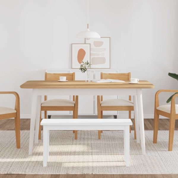 Пейка 90 cm Бяла масивна дървесина Гума