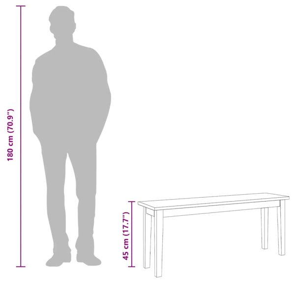 Пейка 110 cm Бяла масивна дървесина Гума