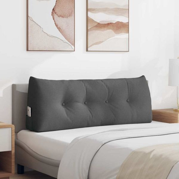 Възглавница за гръб Тъмен сив 120 x 24 x 50 см текстил