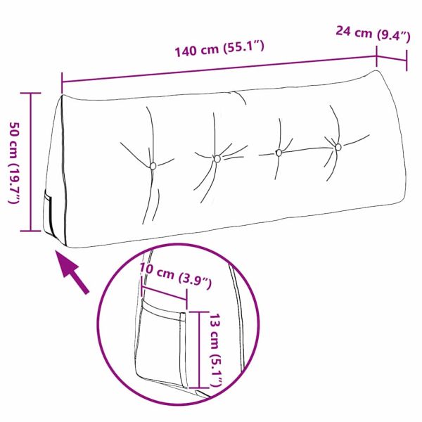 Възглавница за гръб Бяло 140 x 24 x 50 см текстил