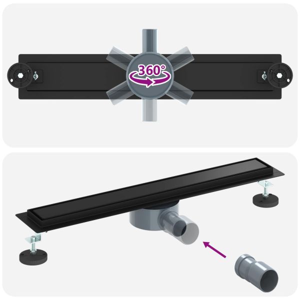 Душ канал 2-в-1 с 360° сифони Черно 60 cm