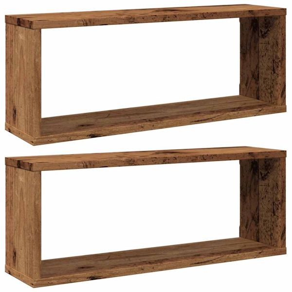 Wall Cube Shelves 2 бр. старо дърво 60x15x23 cm