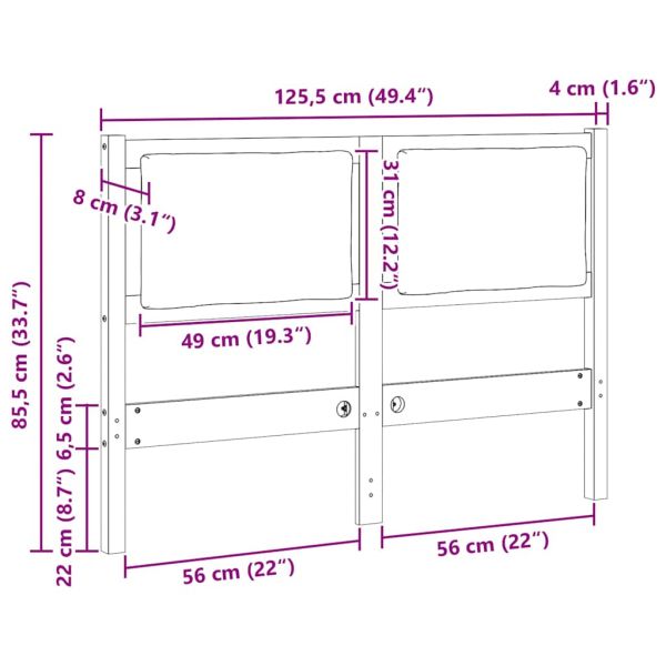 Облегалка за глава Друг Кафяво 120 cm Борово дърво масив