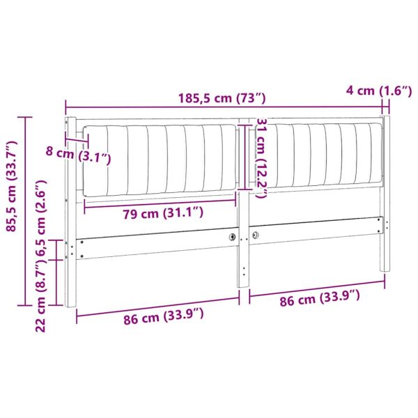 Тапицирана табла с таблото Кафяво 180 cm Солидно борово дърво