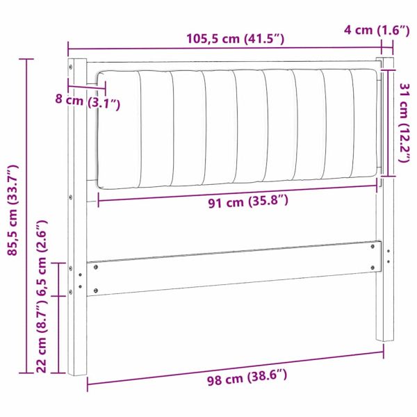 Тапицирана табла с таблото Кафяво 100 cm Солидно борово дърво