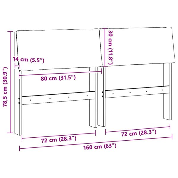Тапицирана табла Светлосиво 160 cm Солидно борово дърво