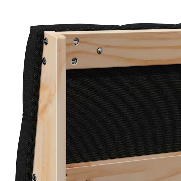 Тапицирана табла Черно 200 cm Солидно борово дърво