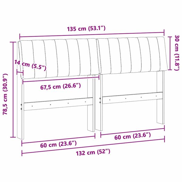 Тапицирана табла Светлосиво 135 cm Солидно борово дърво