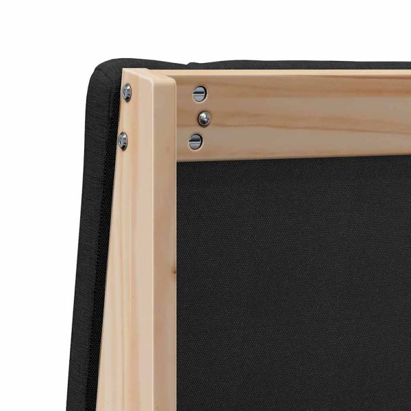 Тапицирана табла Черно 135 cm Солидно борово дърво