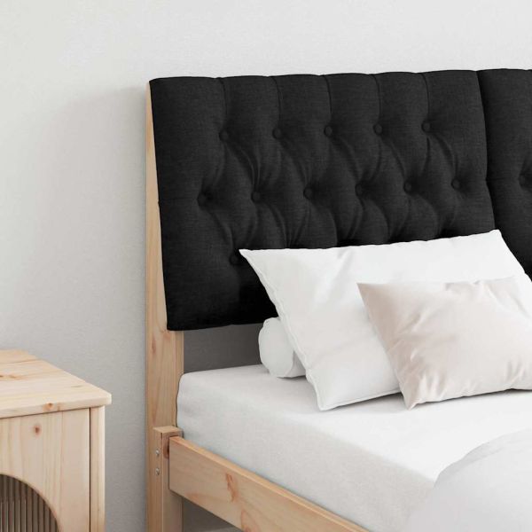 Тапицирана табла Черно 160 cm Солидно борово дърво