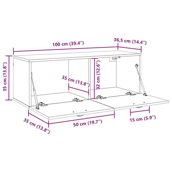Стенно шкафче Старо дърво 100 x 36,5 x 35 cm Инженерно дърво