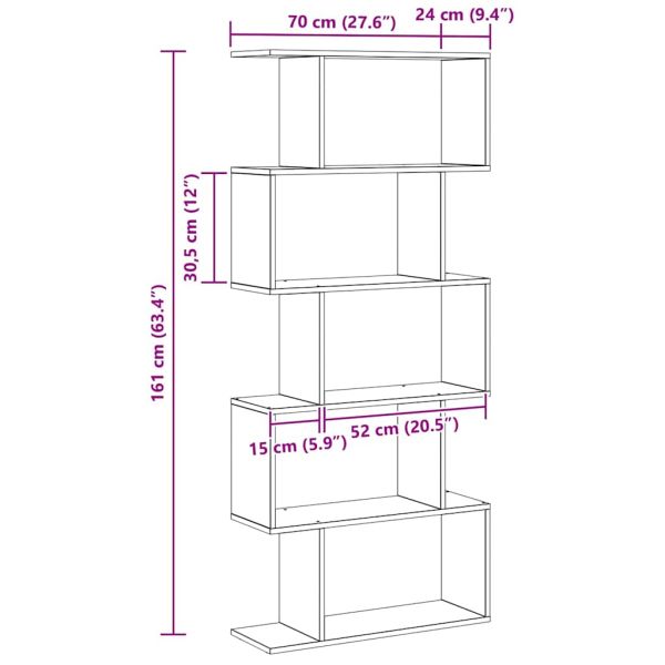 Шкаф за книги Черния дъб 70 x 24 x 161 см Инженерно дърво
